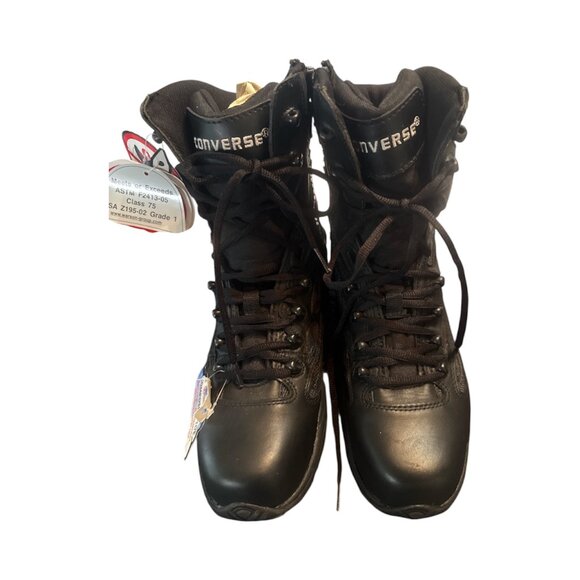 Converse Black Leather Work Boots-NWT--Slip Resistant-M-7 W-9 C8874 - Picture 2 of 5